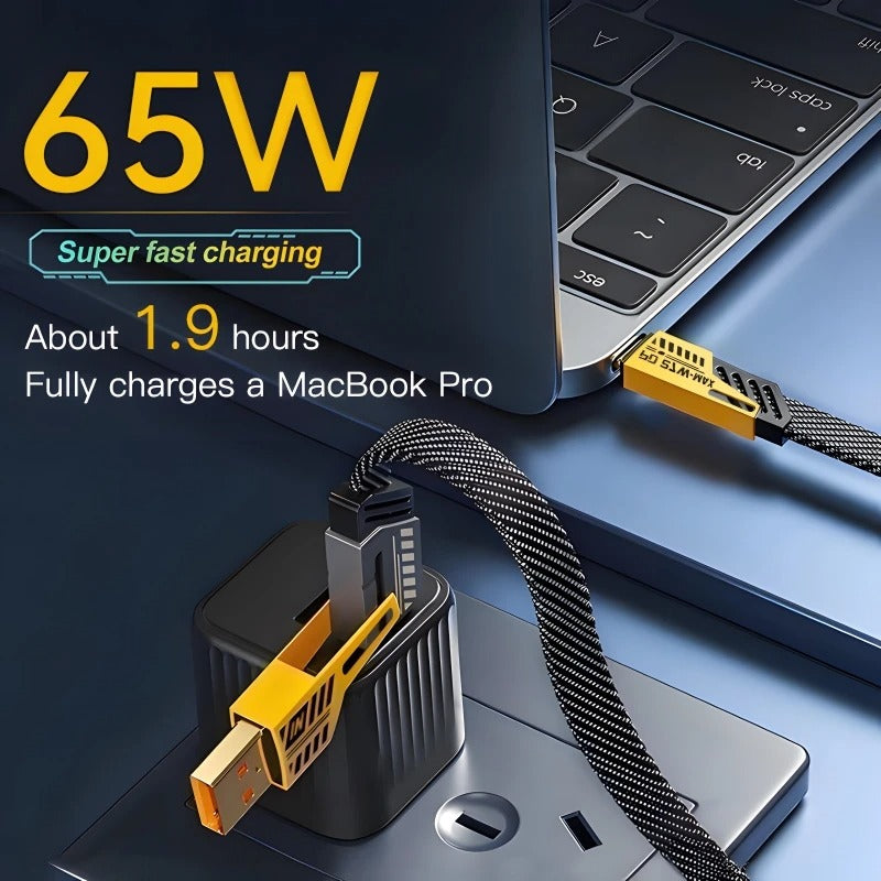 4 In 1 Data Cable – USB-C & Lightning Connectors, Braided Durable Design, Fast Charging (Without Box)