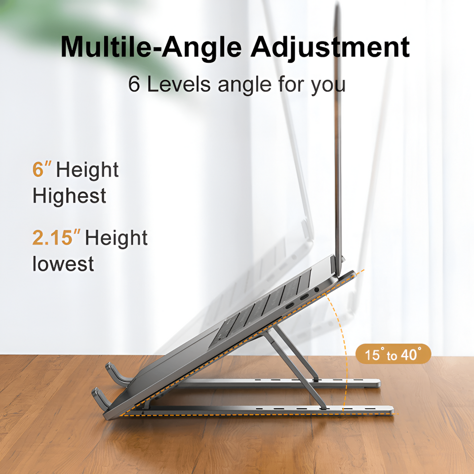 LumatixMart Folding Adjustable Aluminum Laptop Stand + FREE POUCH